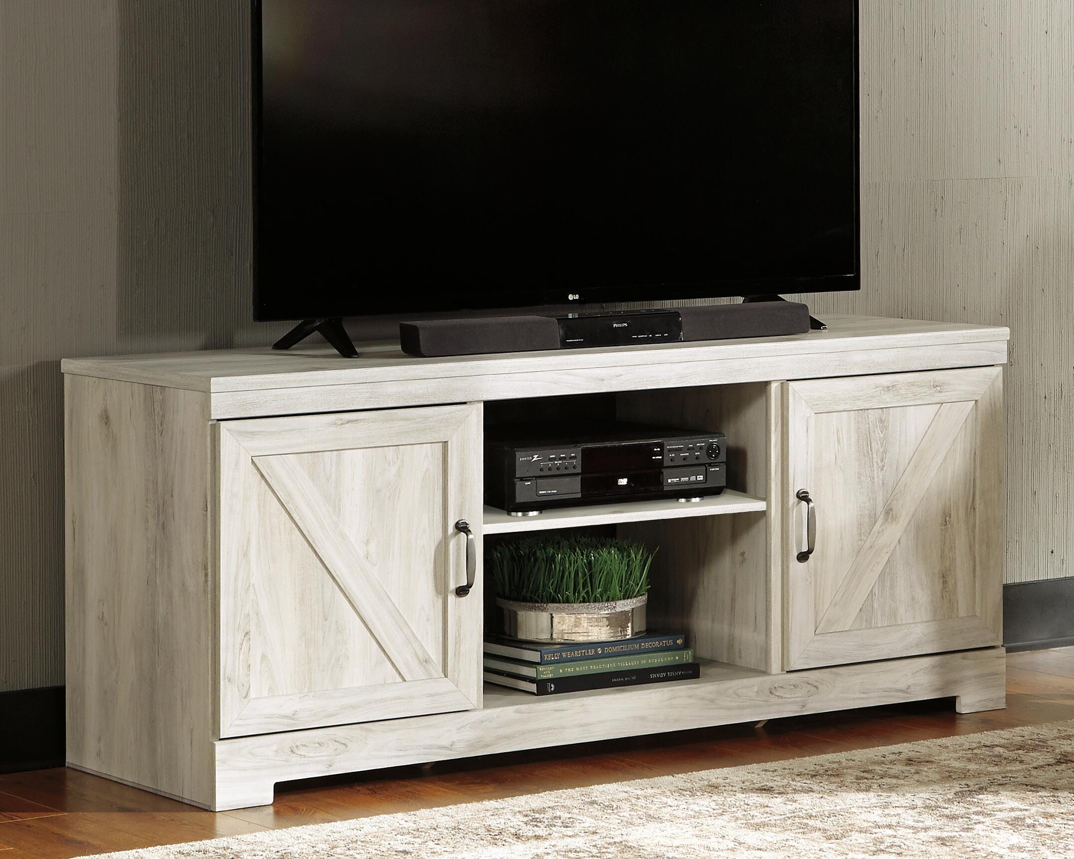 Dar Furniture - Ashley Furniture - Bellaby 63" TV Stand - 63" / Whitewash - W331-68