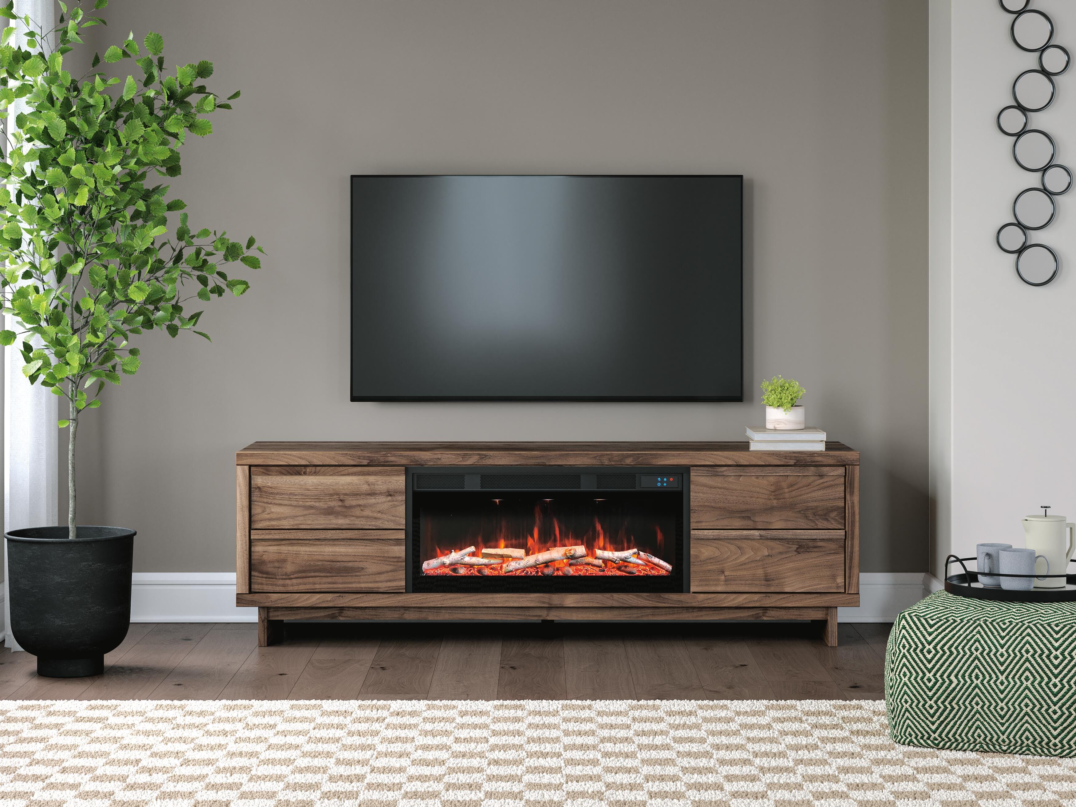 Dar Furniture - Ashley Furniture - Zadilyn 72" TV Stand with Electric Fireplace - 72" TV Stand with Electric Fireplace / Brown - W3367W1