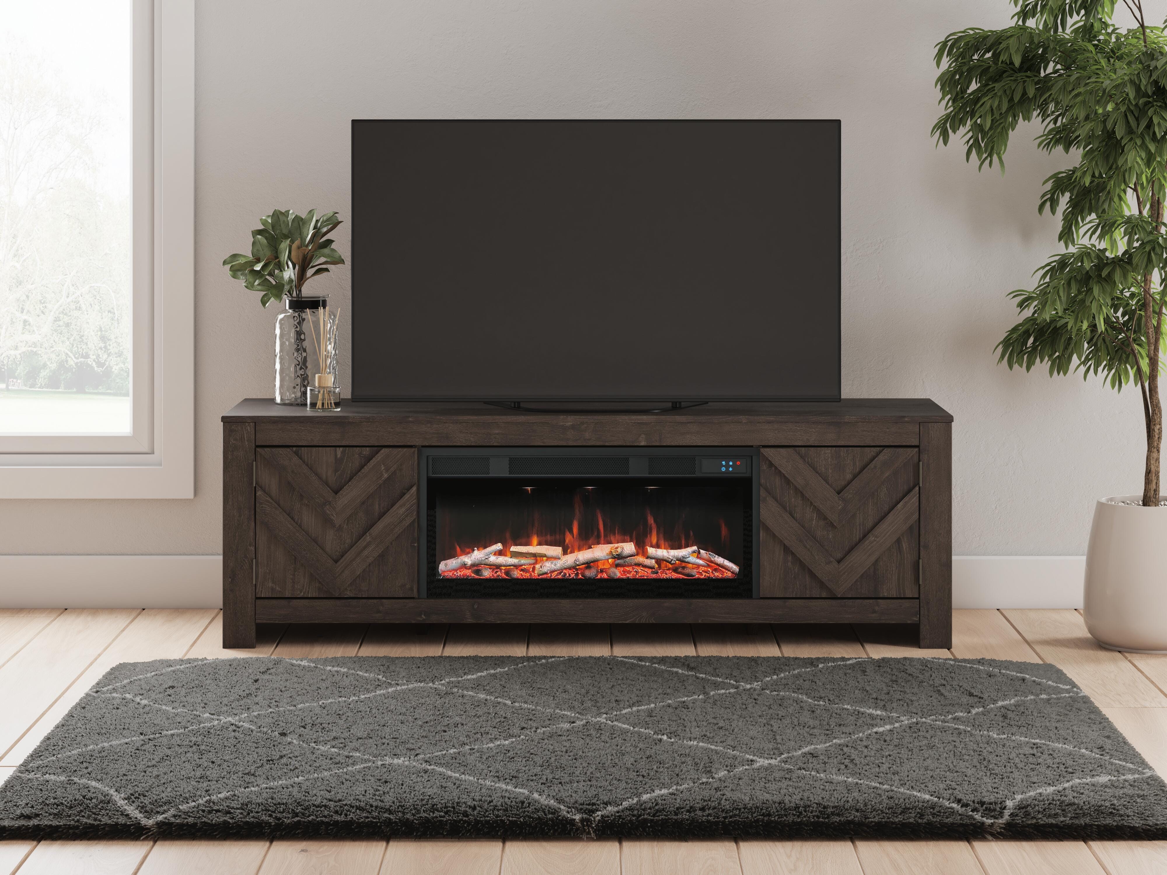 Dar Furniture - Ashley Furniture - Cayboni 71" TV Stand with Electric Fireplace - 71" TV Stand with Electric Fireplace / Black - W3789W1