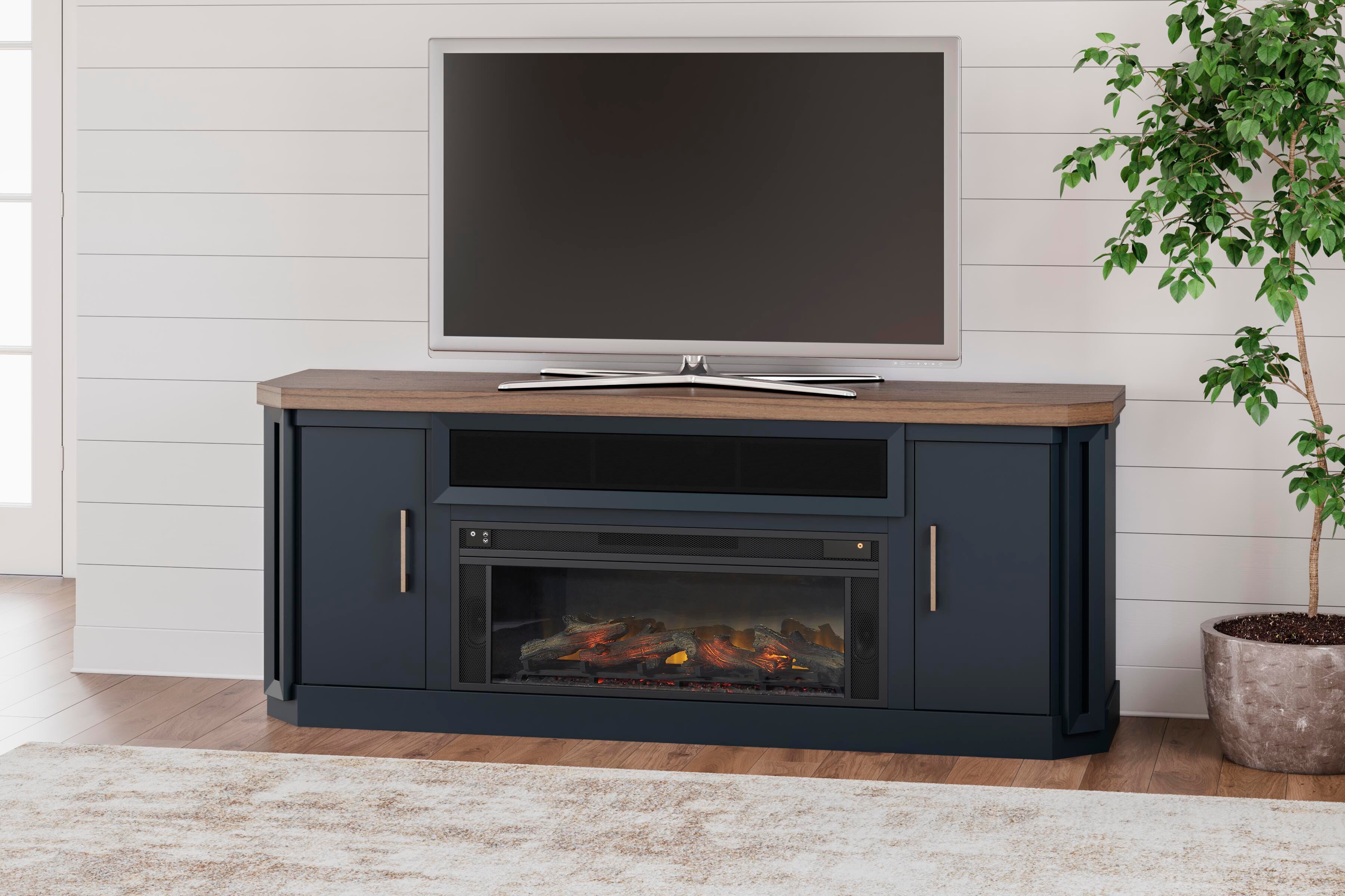 Dar Furniture - Ashley Furniture - Landocken 83" TV Stand with Electric Fireplace - 83" TV Stand with Electric Fireplace / Two-tone - W402W1