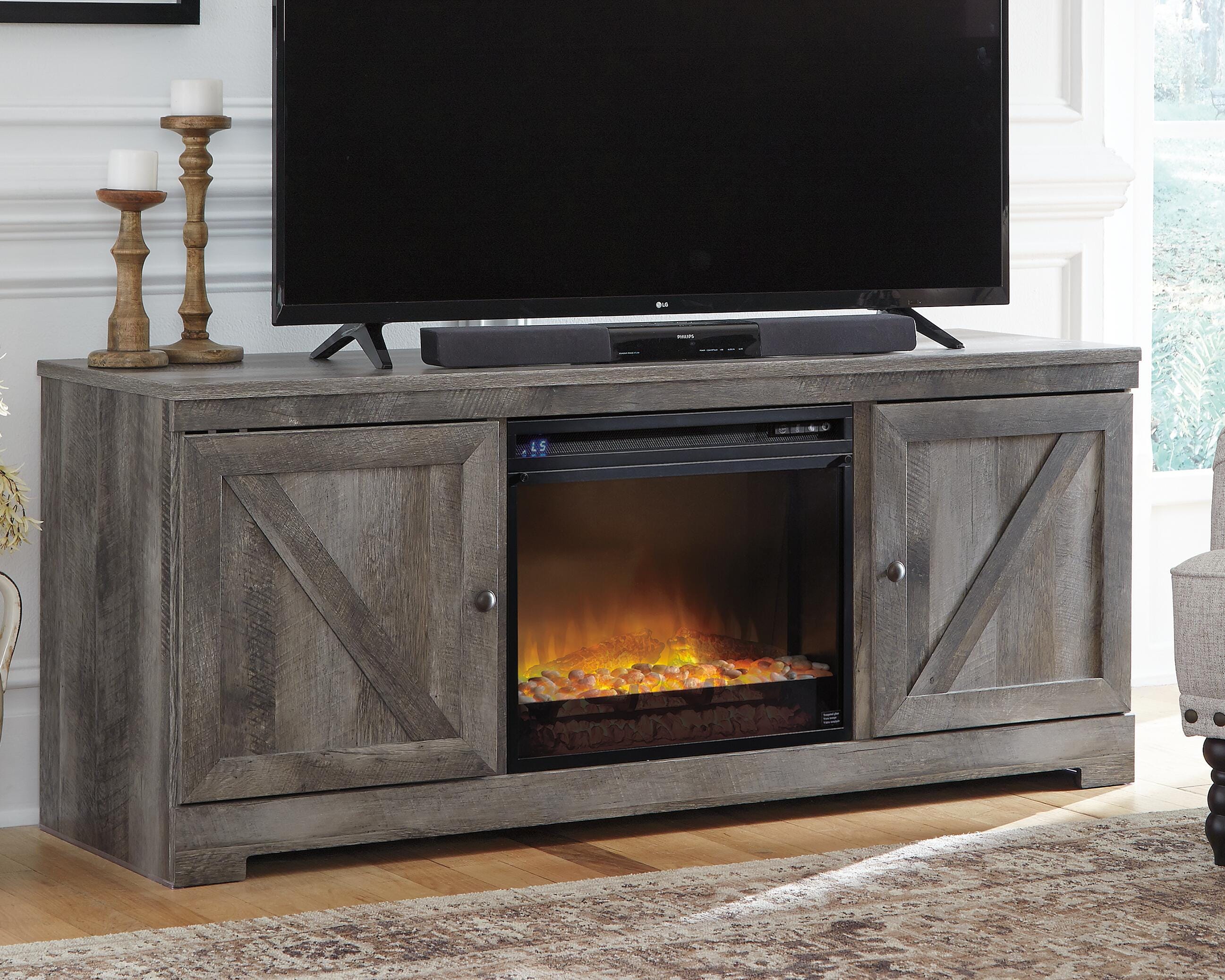 Dar Furniture - Ashley Furniture - Wynnlow 63" TV Stand with Electric Fireplace - 63" TV Stand with Electric Fireplace / Gray - W440W4