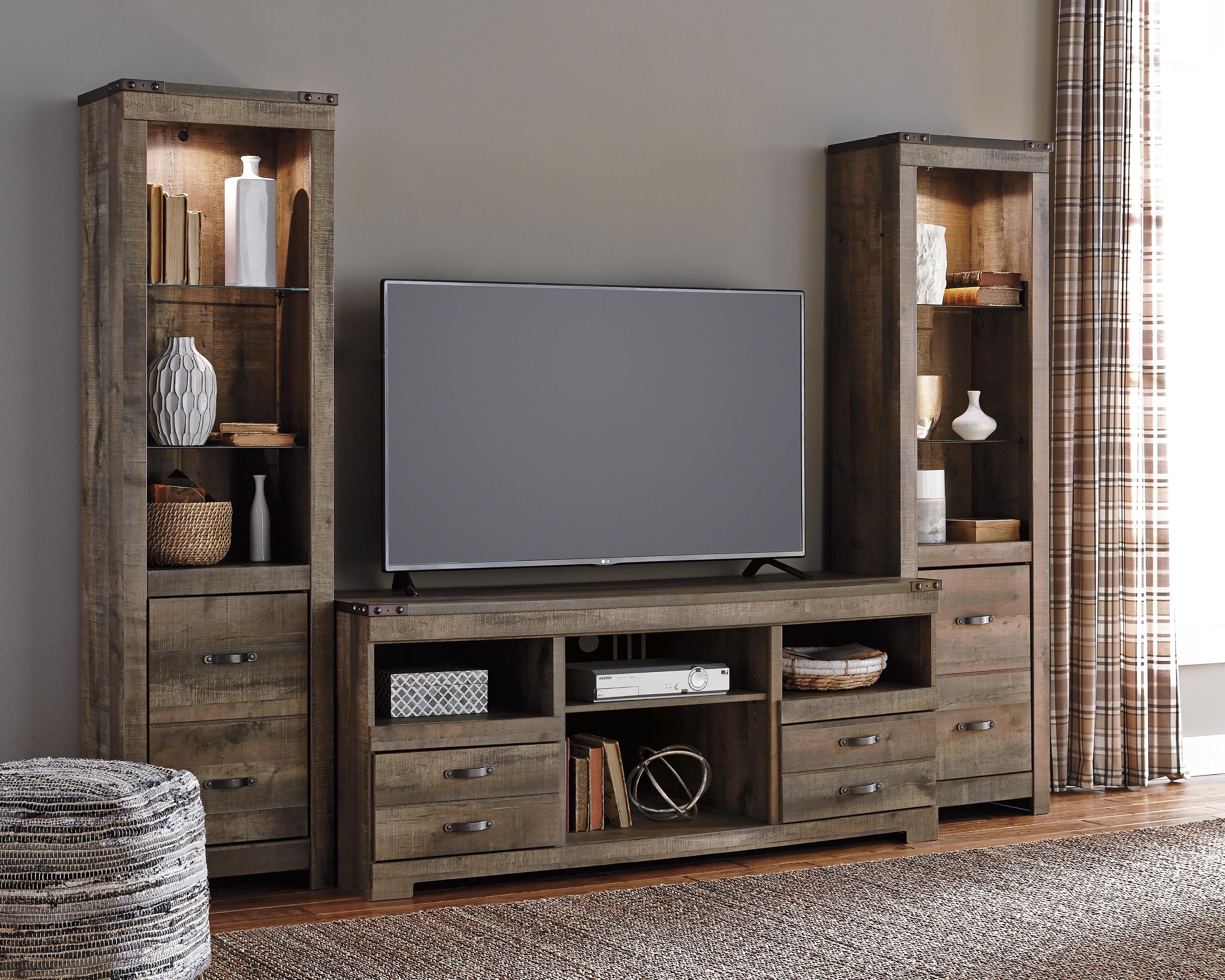 Dar Furniture - Ashley Furniture - Trinell 3-Piece Entertainment Center - 3-Piece Entertainment Center / Brown - W446W18