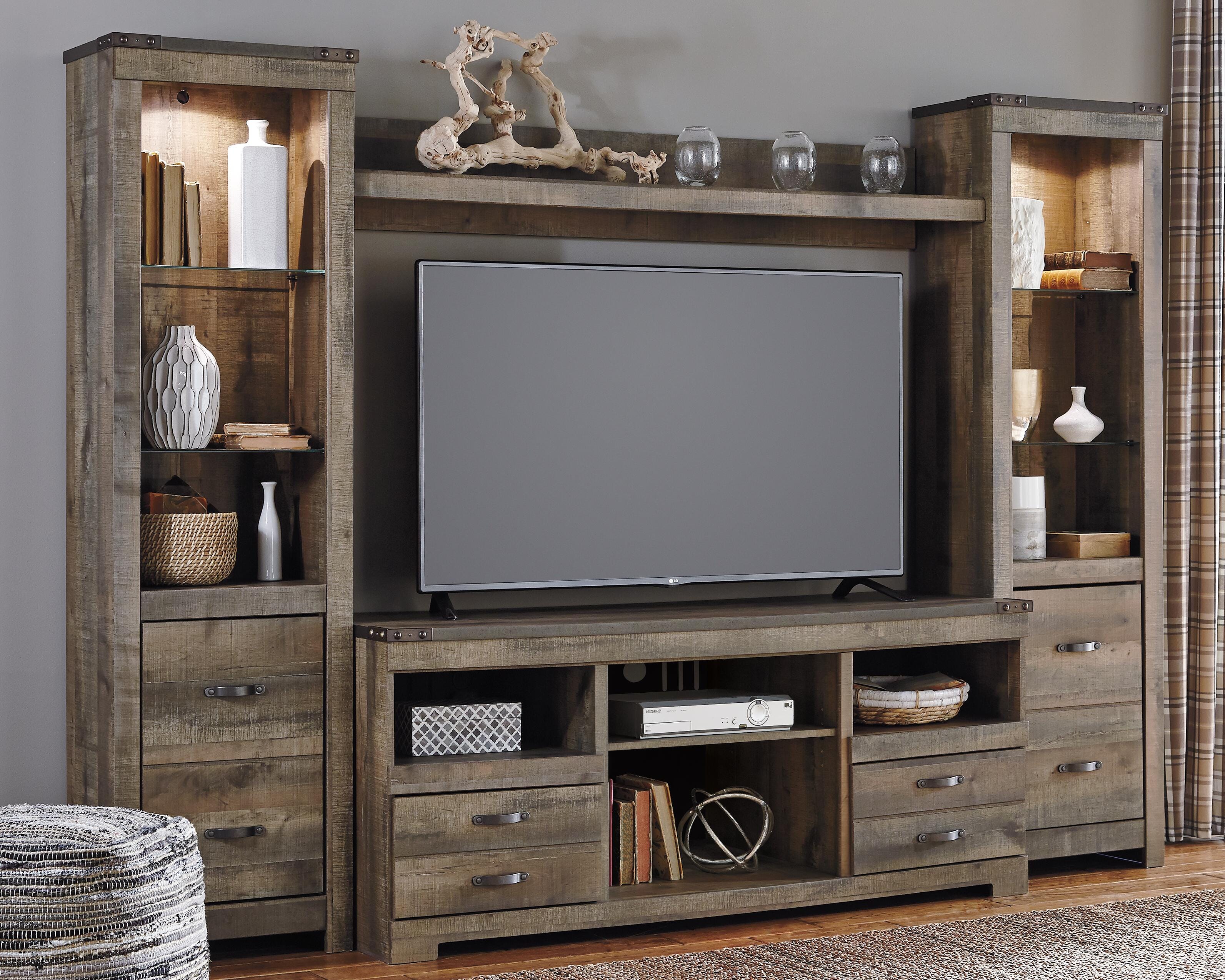Dar Furniture - Ashley Furniture - Trinell 4-Piece Entertainment Center - 4-Piece Entertainment Center / Brown - W446W2
