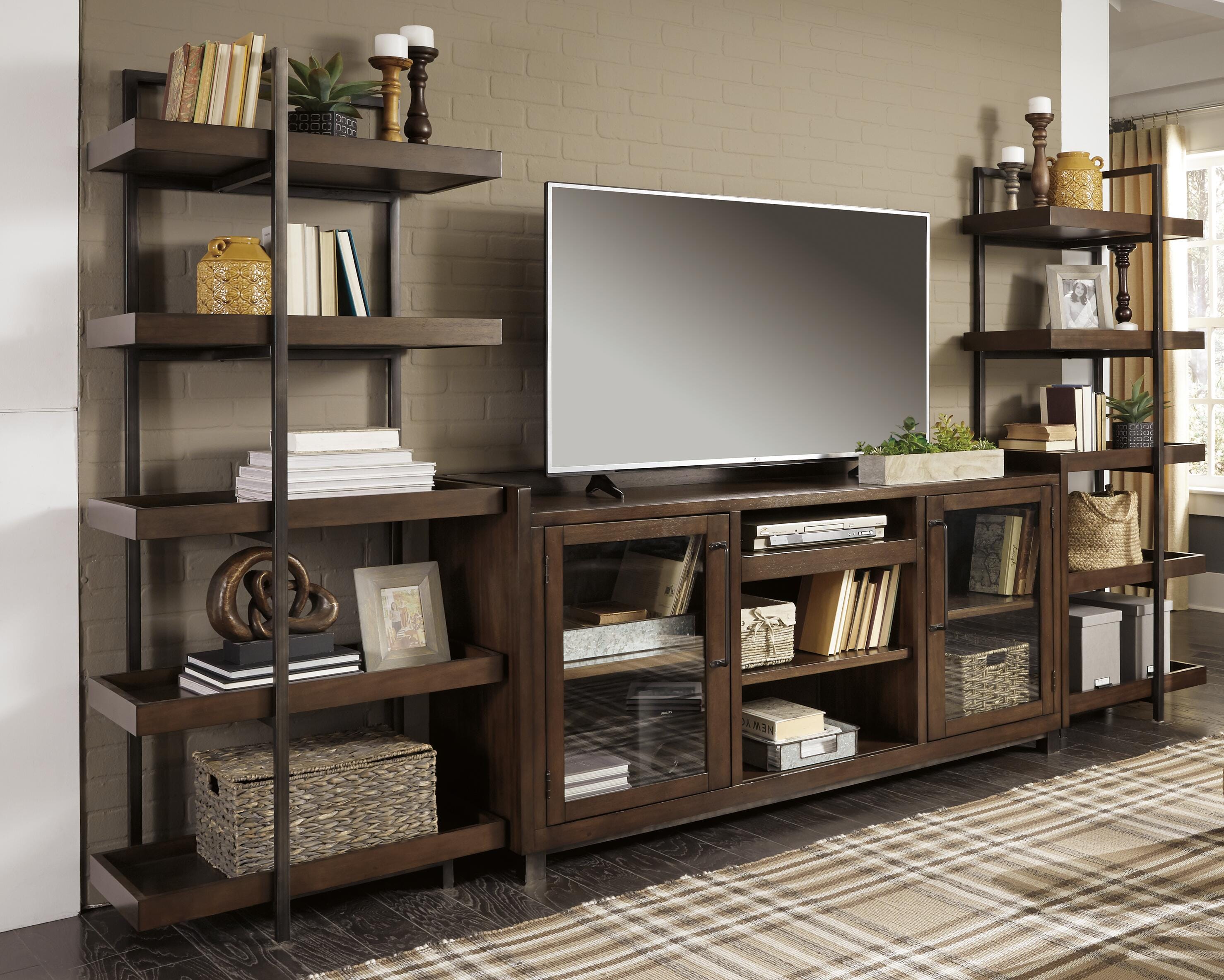 Dar Furniture - Ashley Furniture - Starmore 3-Piece Entertainment Center - 3-Piece Entertainment Center / Brown/Gunmetal - W633W1
