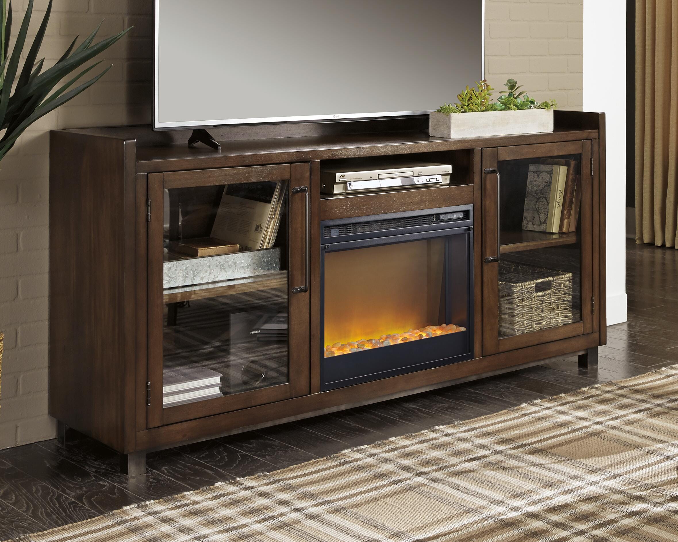 Dar Furniture - Ashley Furniture - Starmore 70" TV Stand with Electric Fireplace - 70" TV Stand with Electric Fireplace / Brown - W633W4