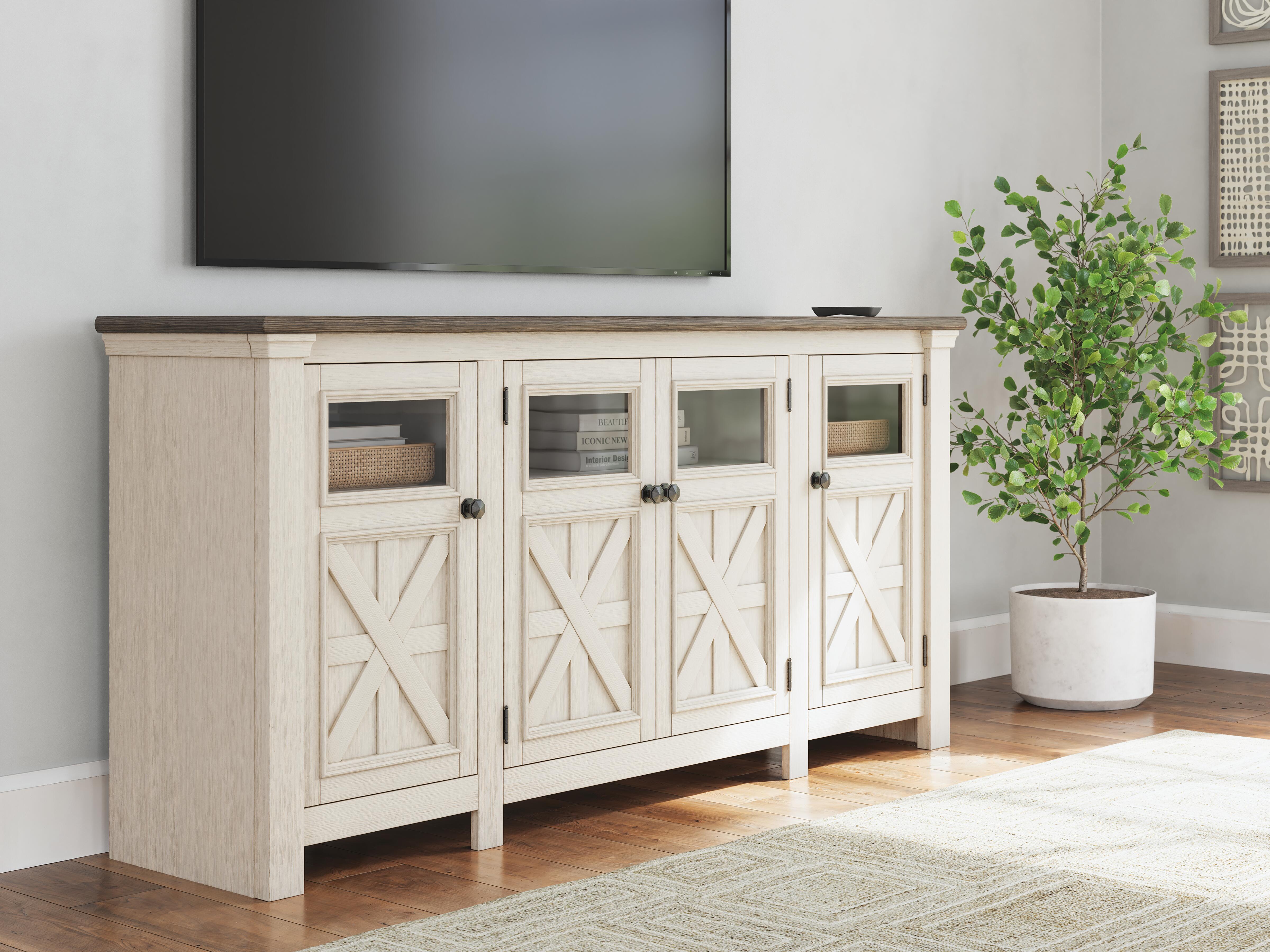 Dar Furniture - Ashley Furniture - Bolanburg 74" TV Stand - 74" / White/Weathered Gray - W647-60