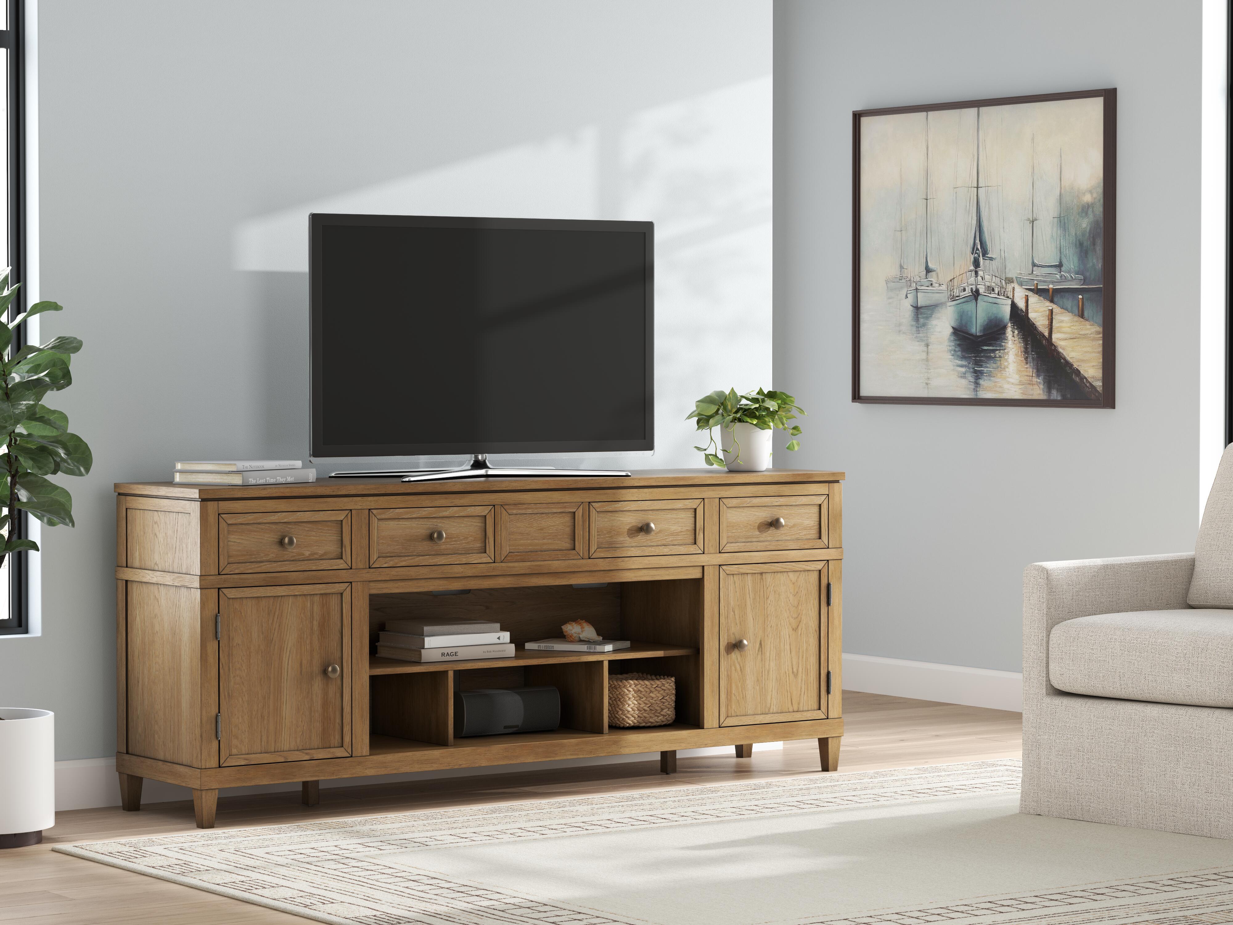 Dar Furniture - Ashley Furniture - Sharlance 81" TV Stand - 81" / Light Brown - W655-68