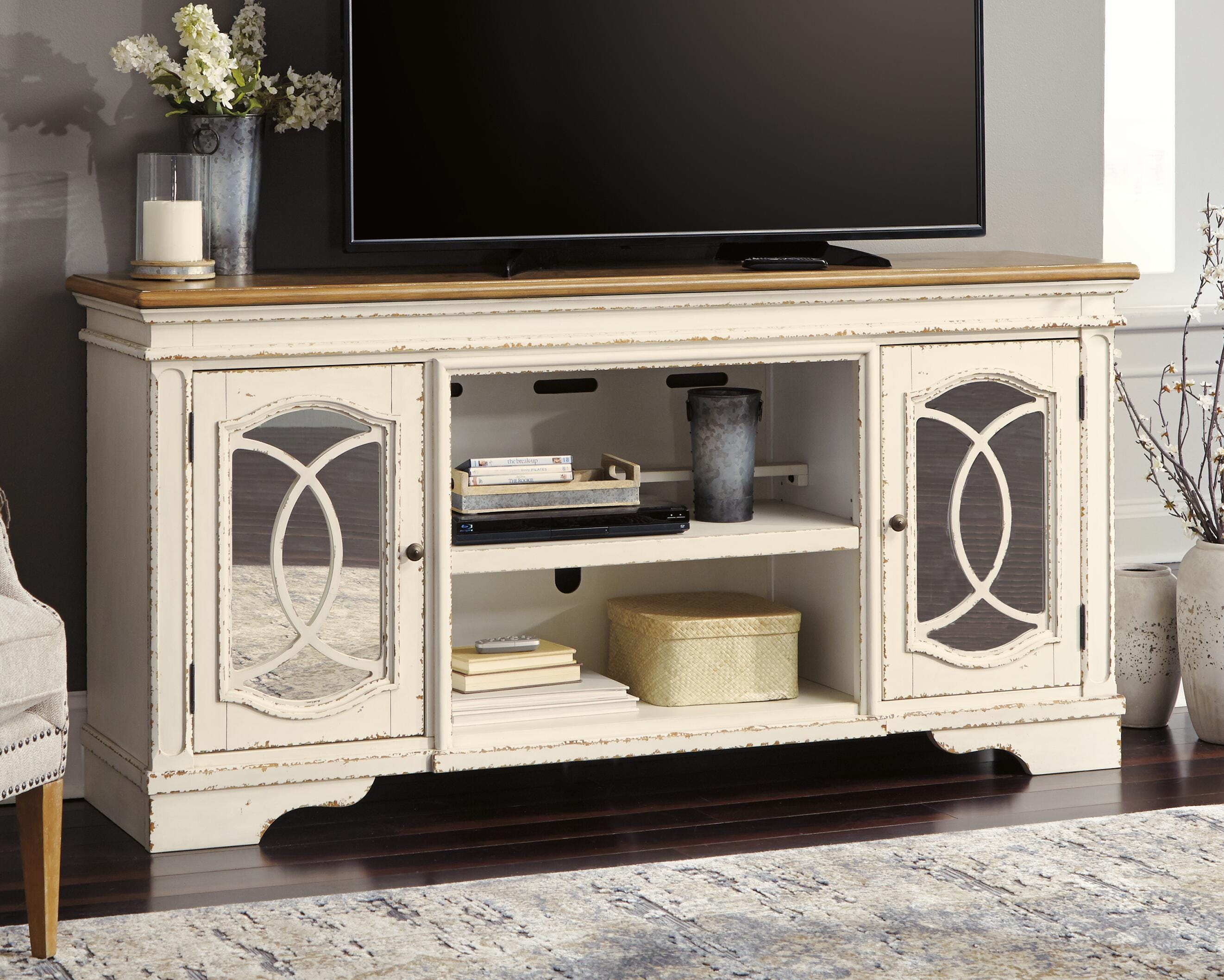 Dar Furniture - Ashley Furniture - Realyn 74" TV Stand - 74" / Chipped White - W743-68