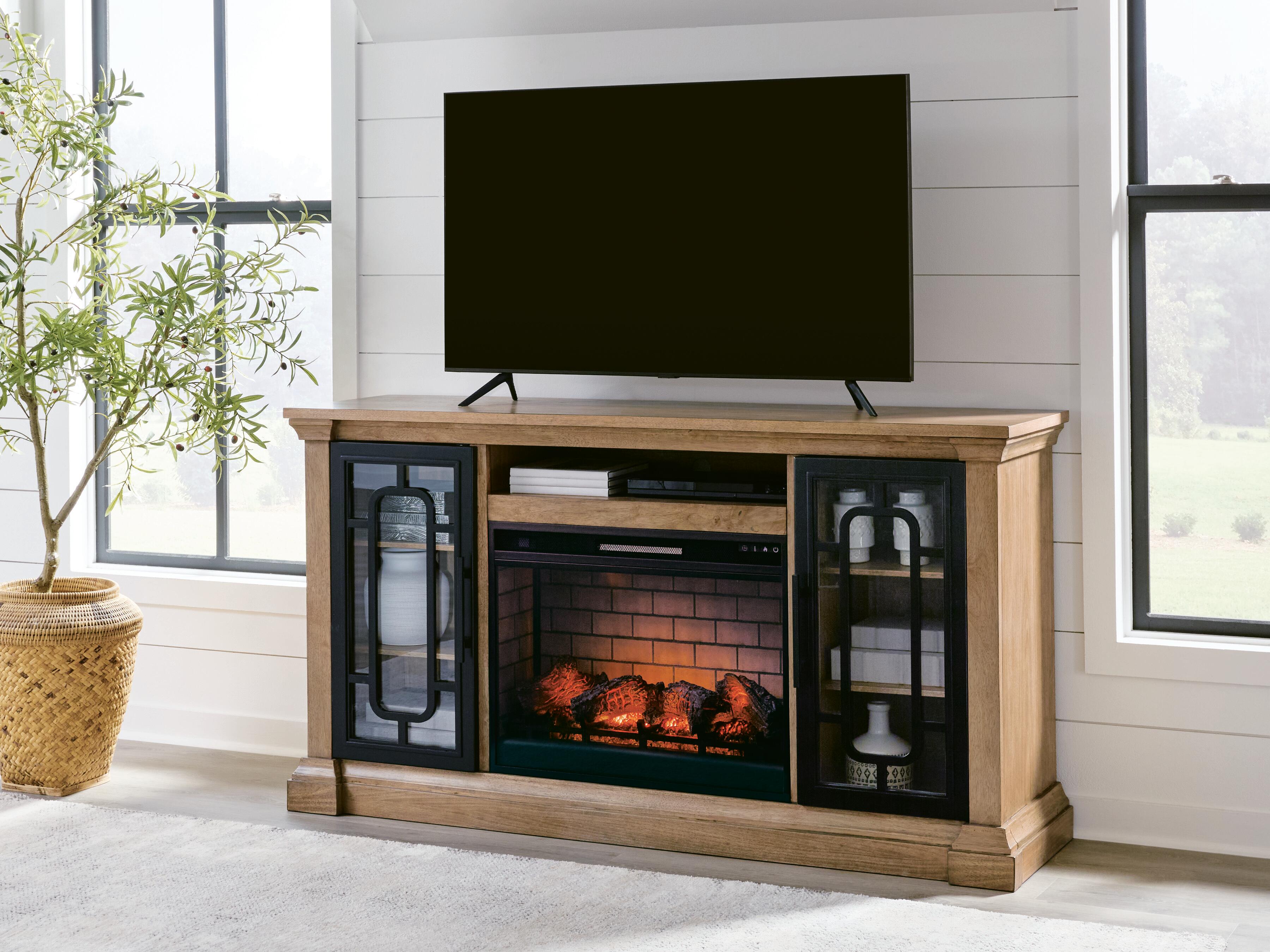 Dar Furniture - Ashley Furniture - Wittenmyer 72" TV Stand with Electric Fireplace - 72" TV Stand with Electric Fireplace / Natural/Black - W794W1