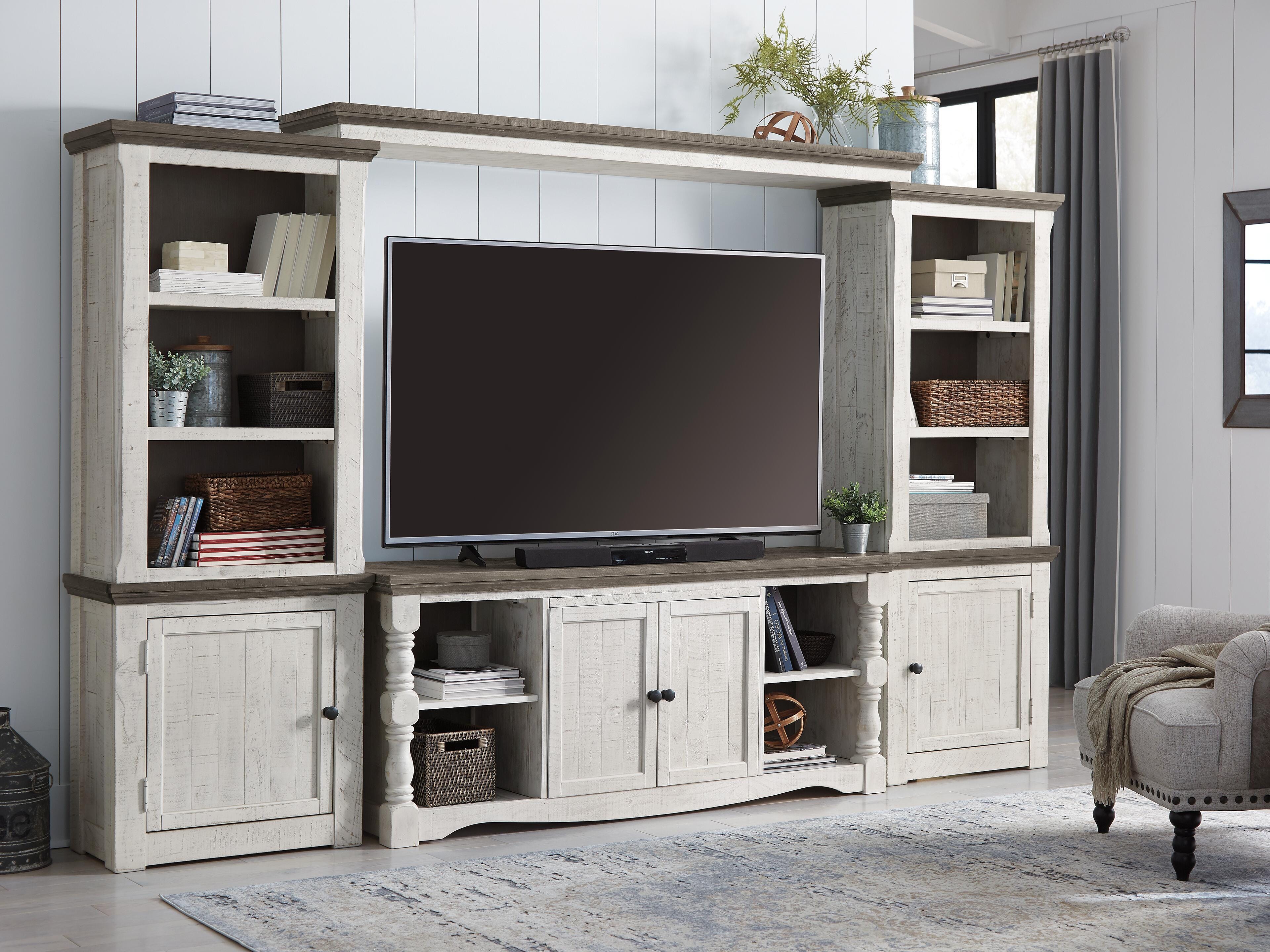 Dar Furniture - Ashley Furniture - Havalance 4-Piece Entertainment Center - 4-Piece Entertainment Center / Two-tone - W814W1