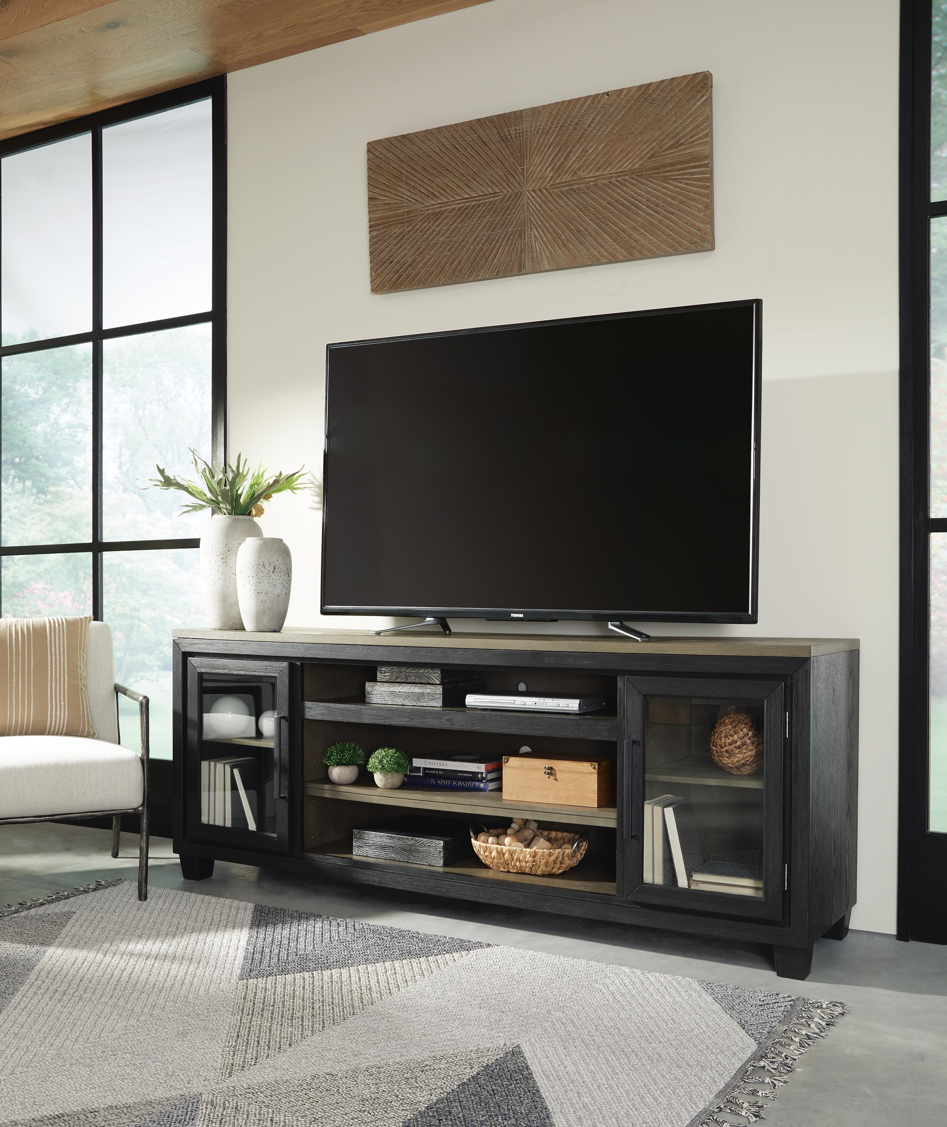 Dar Furniture - Ashley Furniture - Foyland 83" TV Stand - 83" / Black/Brown - W989-68