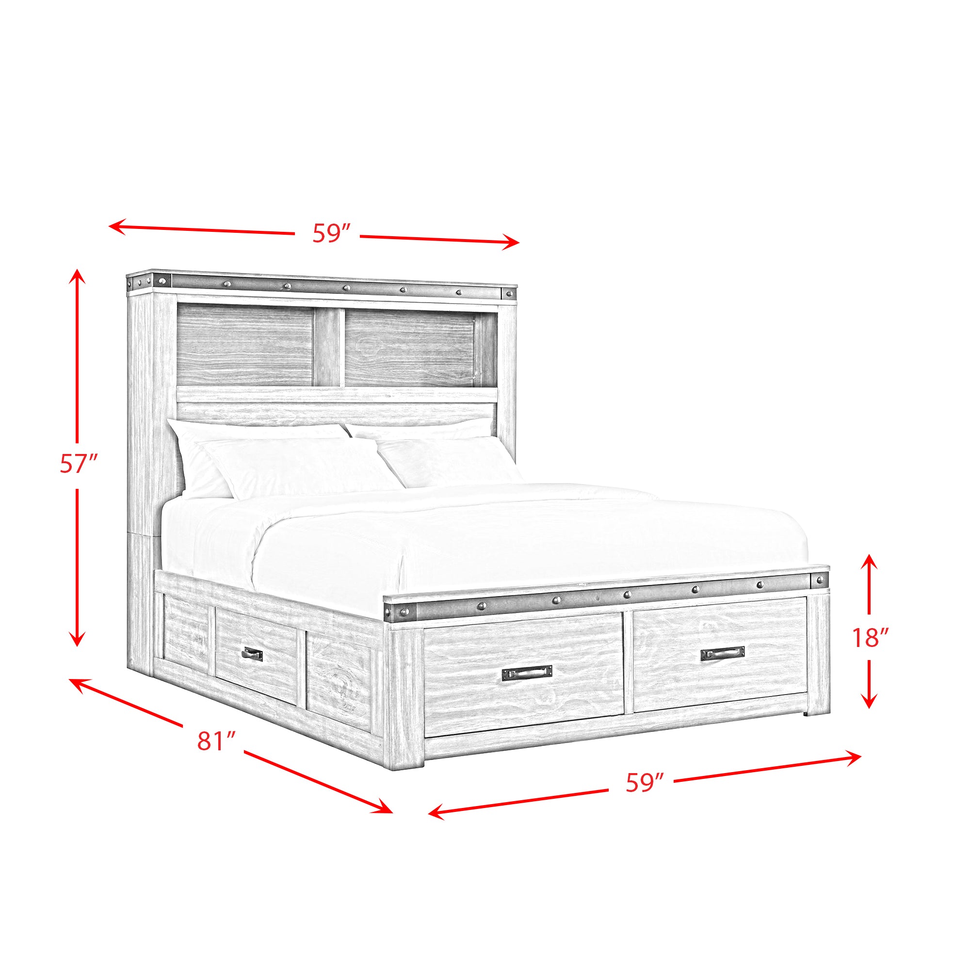 Wade Youth Full Platform Storage Bed