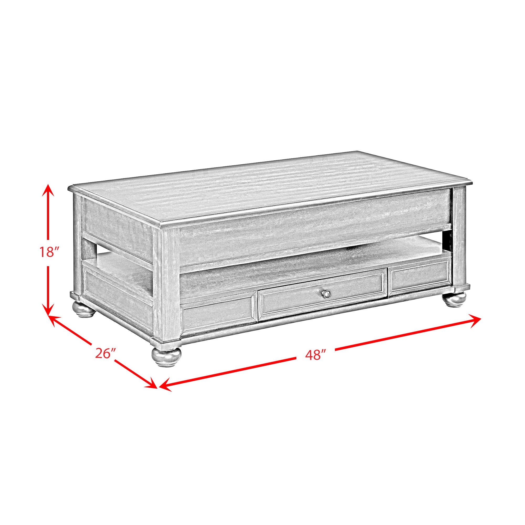 Wagner Rectangular Lift-Top Coffee Table w/ Casters in Cherry