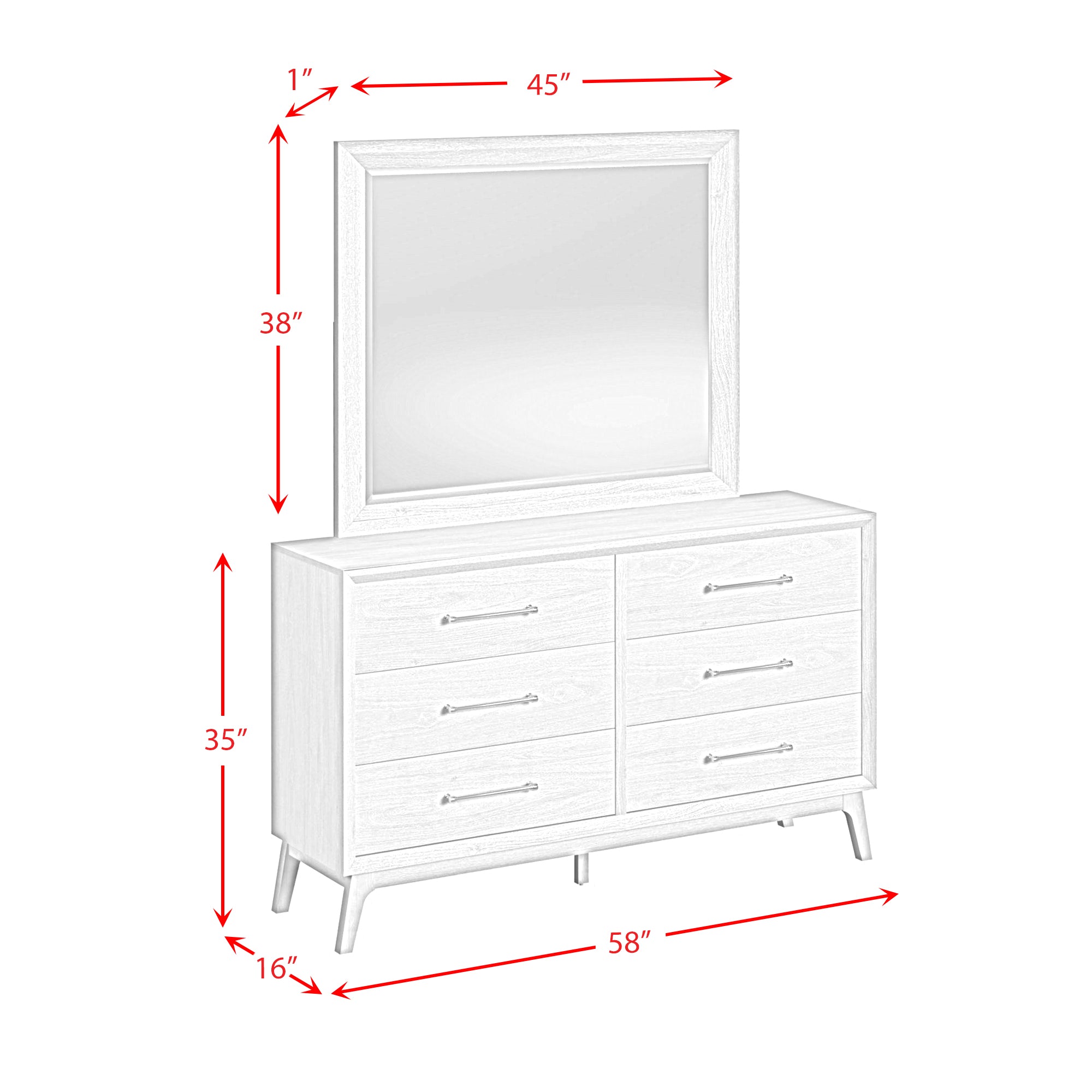 Westland Dresser and Mirror Set in Almond