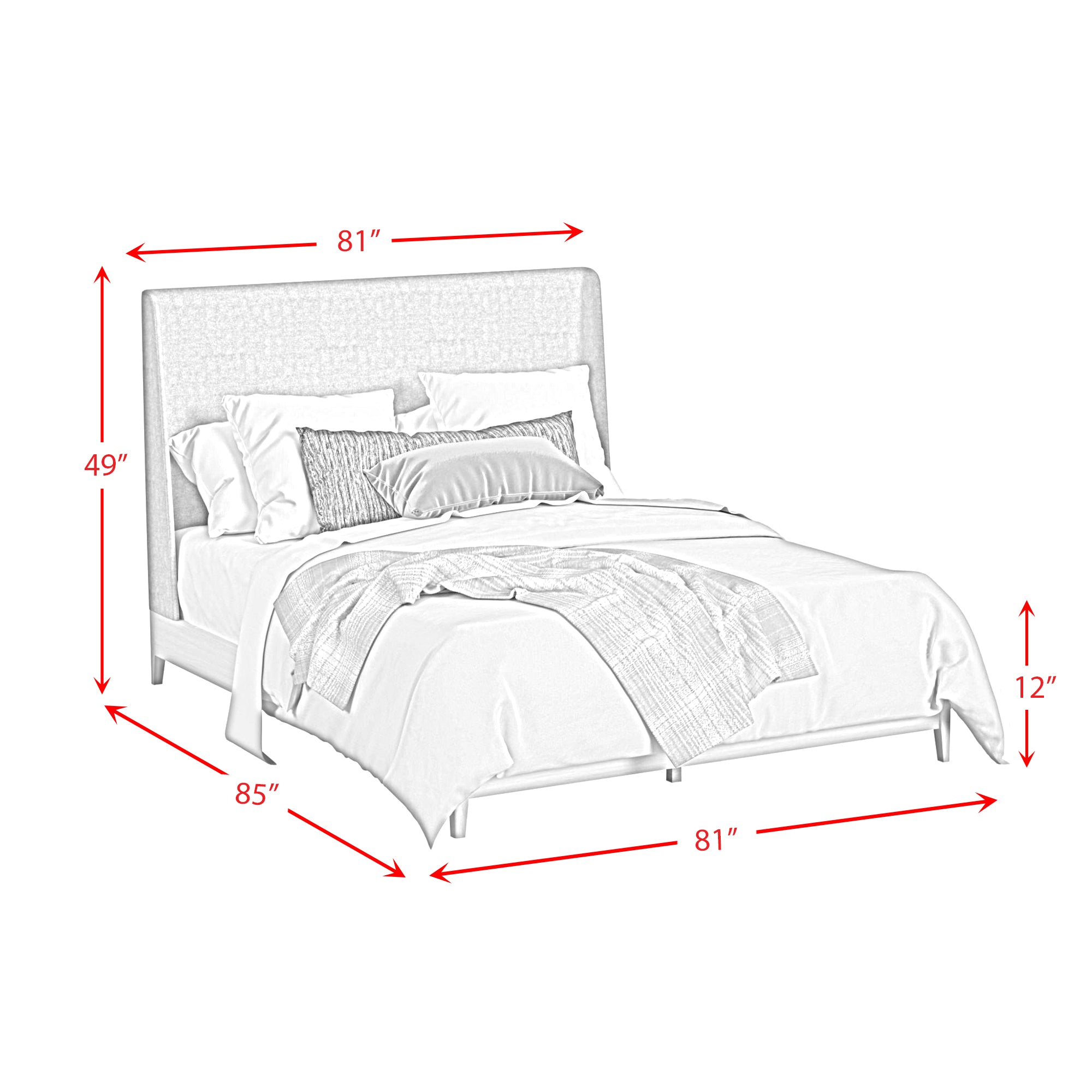 Westland King UPH Bed with Grey Fabric in Almond