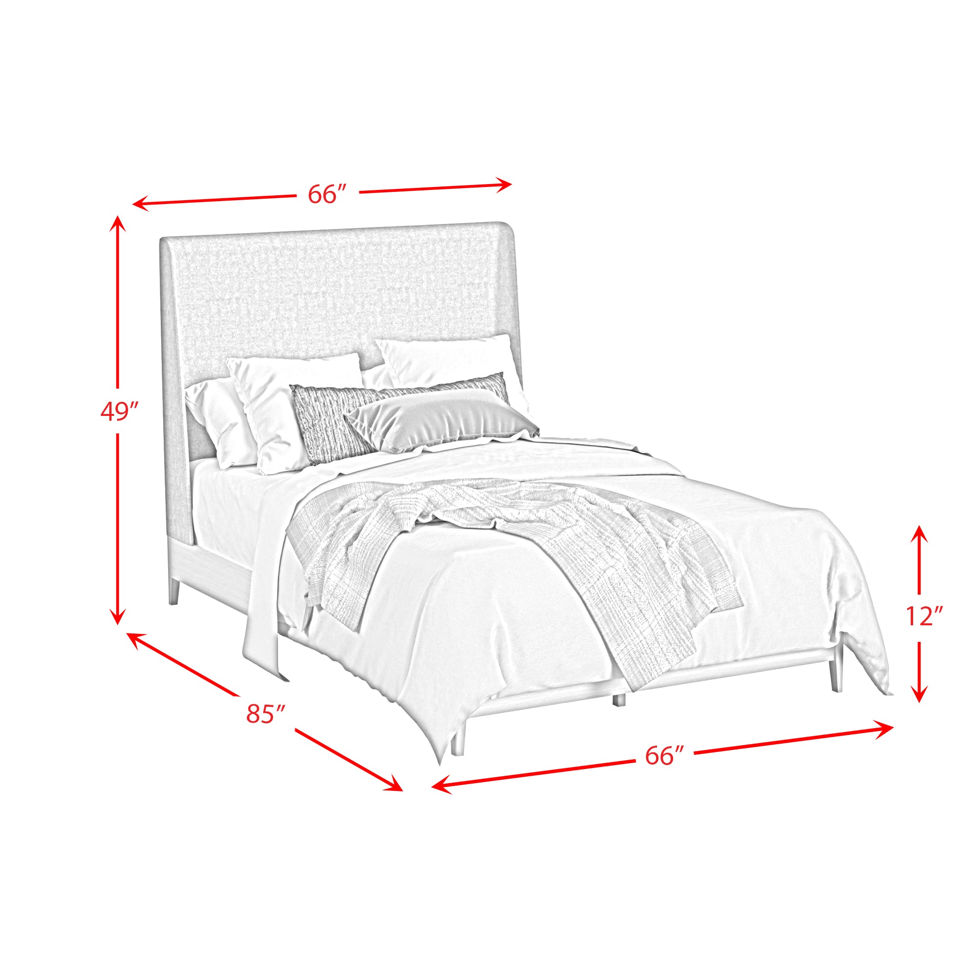 Westland Queen UPH Bed with Grey Fabric in Almond