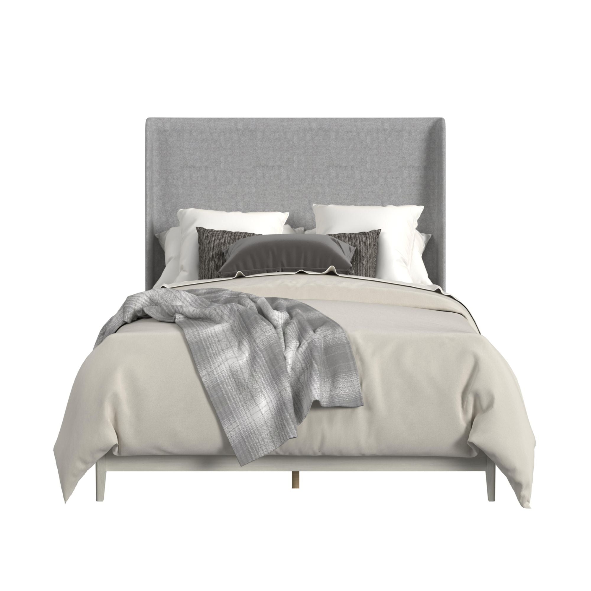 Westland Queen UPH Bed with Grey Fabric in Almond