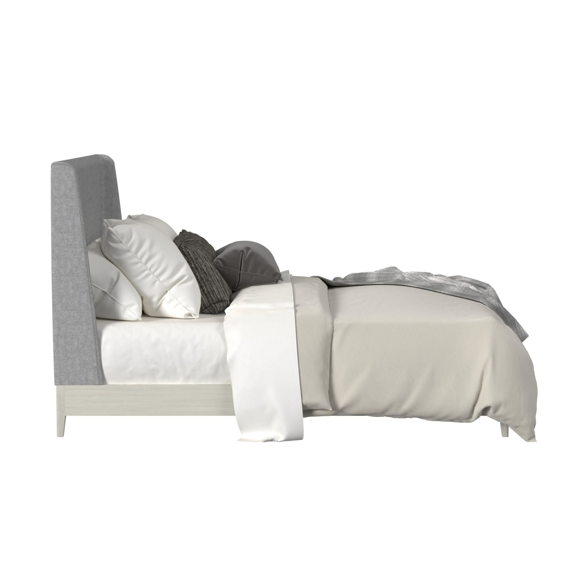 Westland King UPH Bed with Grey Fabric in Almond