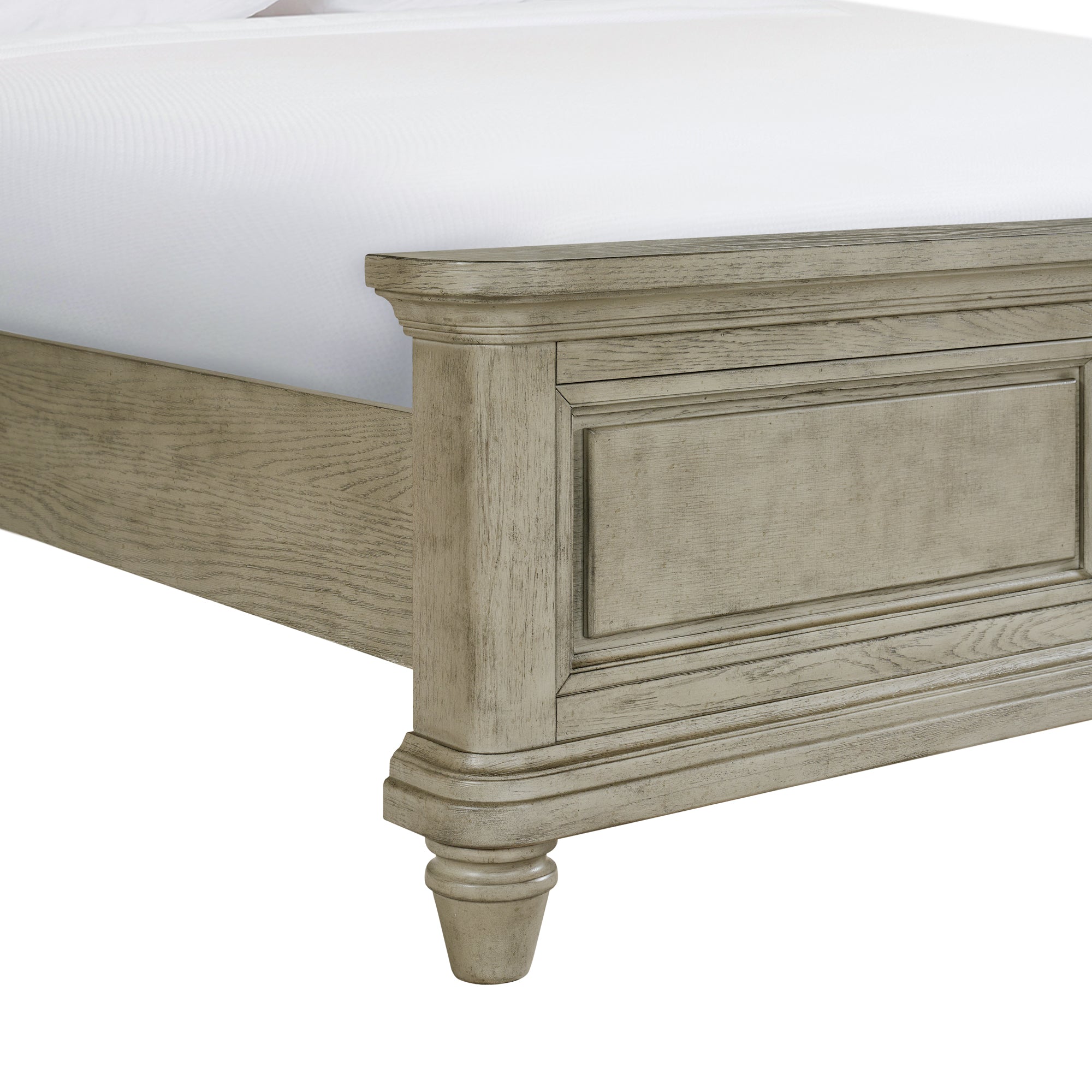 Whit-Ash King Panel Bed in Light Grey