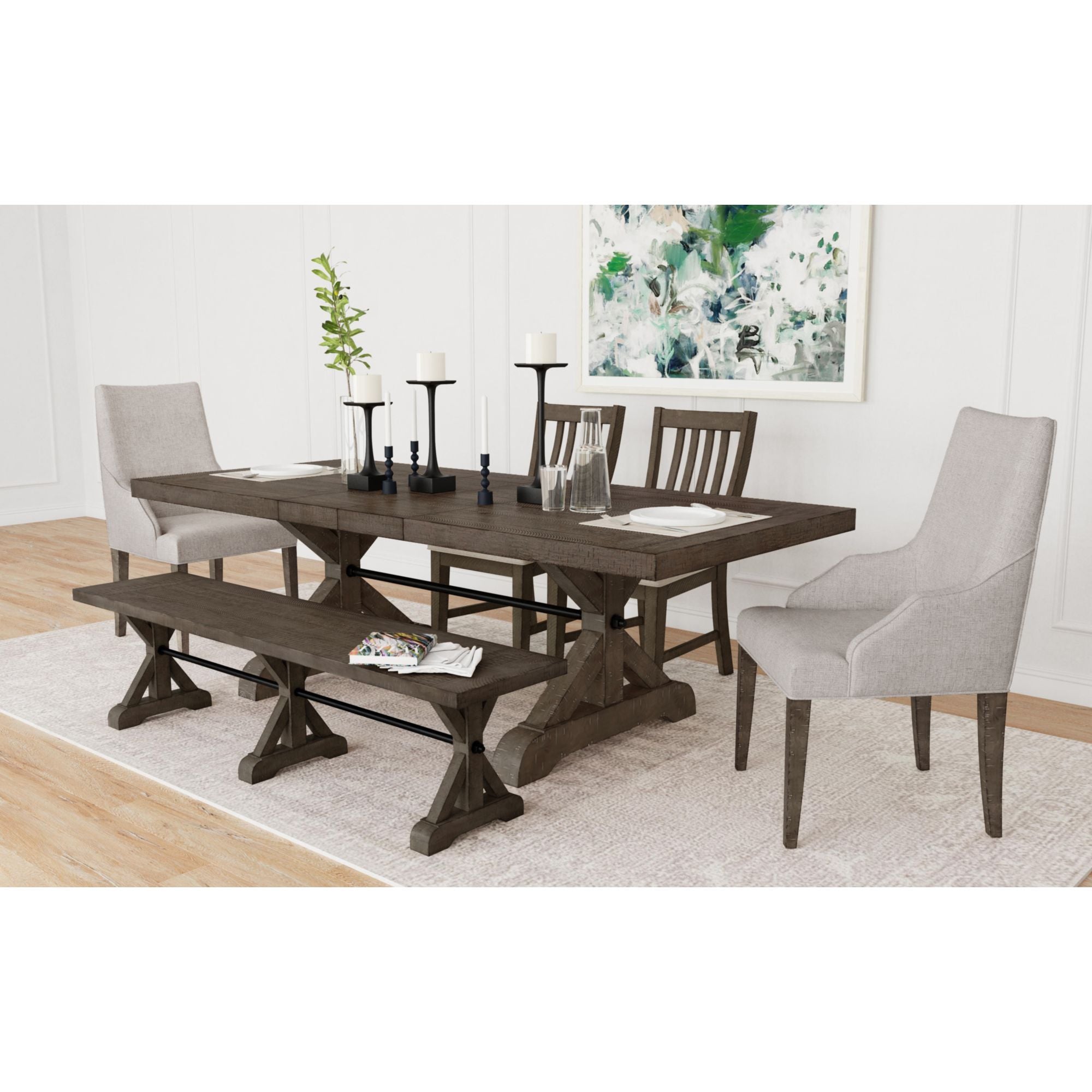 Yellowstone Dining Table with 2x12" Leaves in Medium Brown – SKU D-12830-3-DT | Elements
