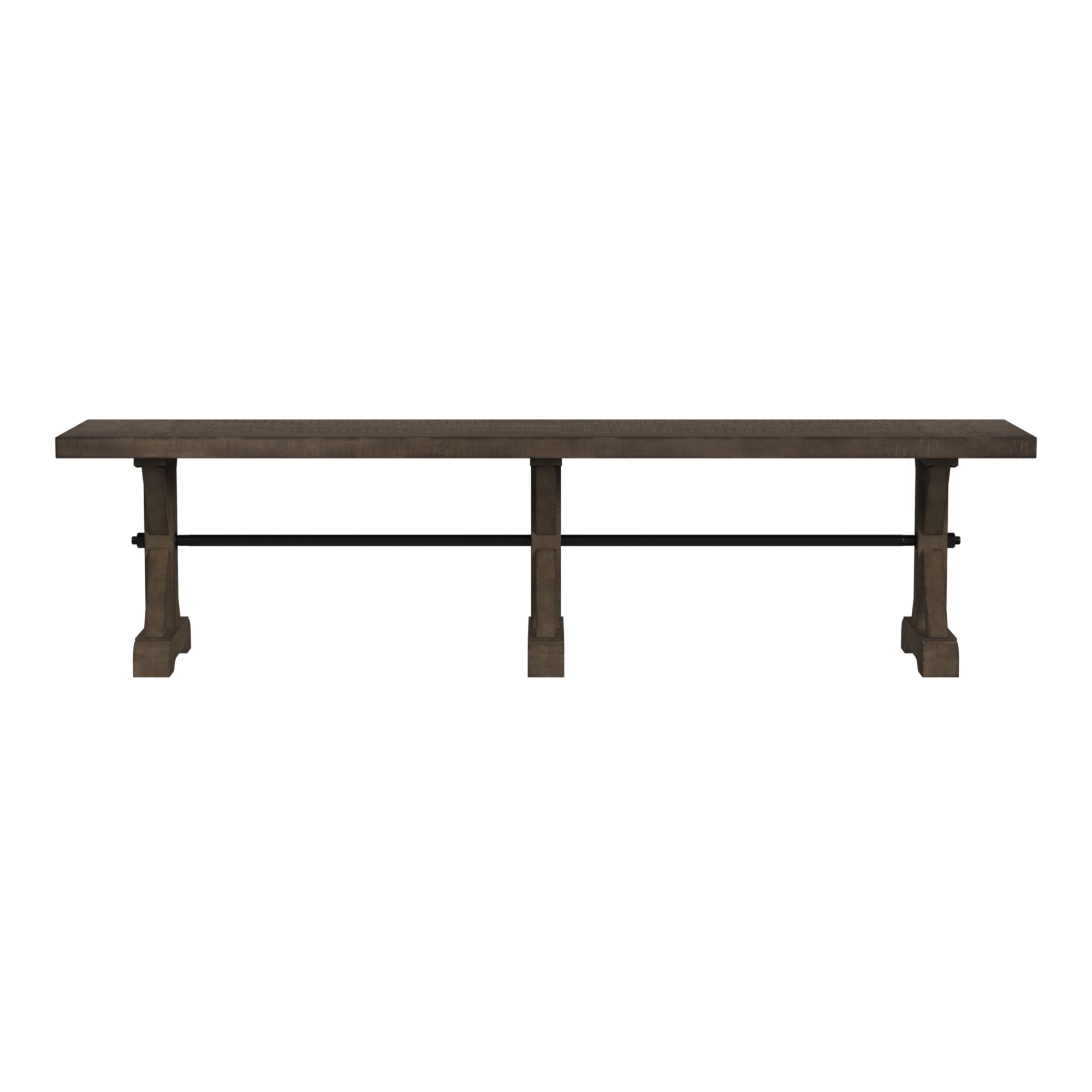 Yellowstone Dining Bench with Metal Bar cross in Medium Brown