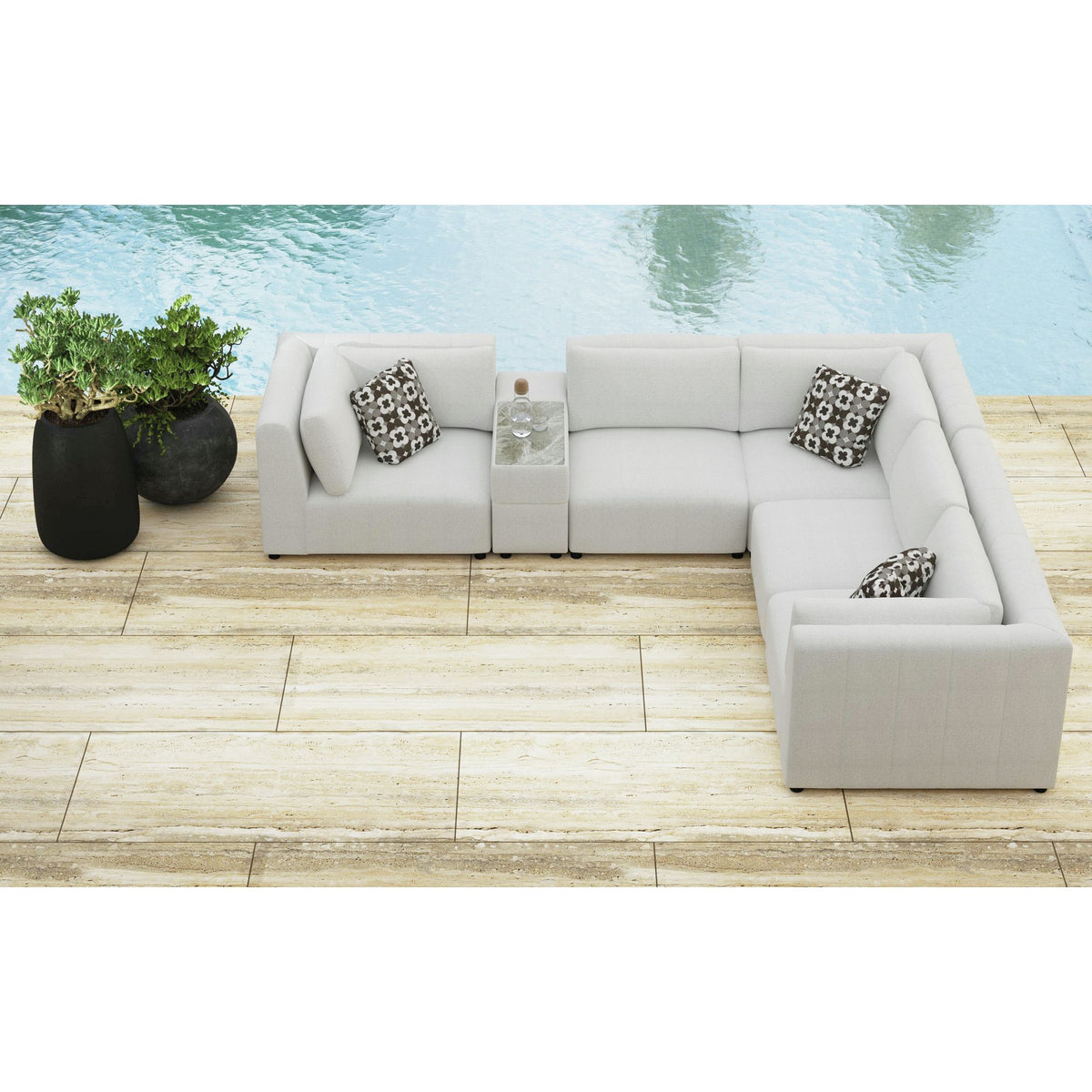Zandara Modular Console with Speaker and Cooler - Olefin Beige – SKU O-16240-10311-006 | Elements