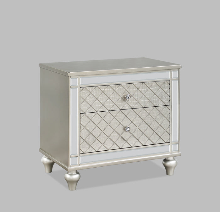 Crown Mark Furniture Cristian 2 Drawer Nightstand In Beige