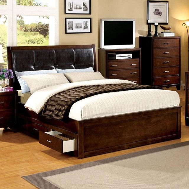 Enrico Full Queen Bed Brown, Black, & Cherry